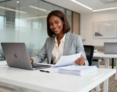 Professional working on laptop